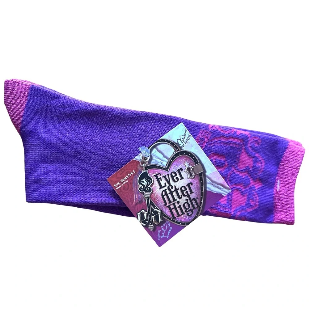 🔴 5 for $10 ONE PAIR Ever After High Purple and Pink Socks Size 5 - 6.5